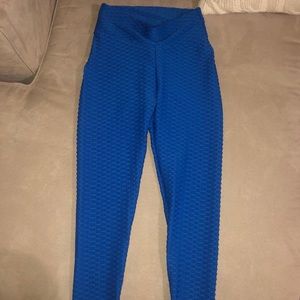Full length textured cobalt blue leggings